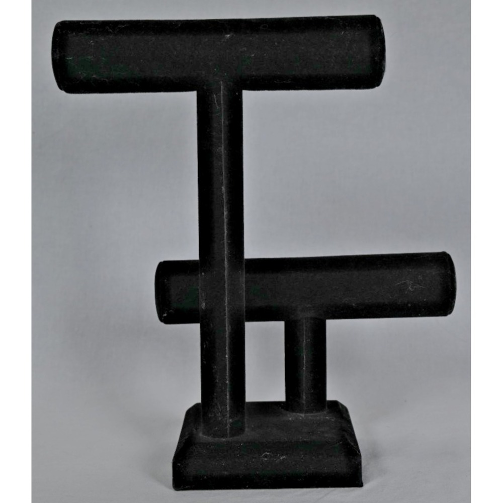2 Tier Velvet T-Bar Jewelry Stand Display Jewelry Organizer Bracelet Holder - Picture 4 of 6